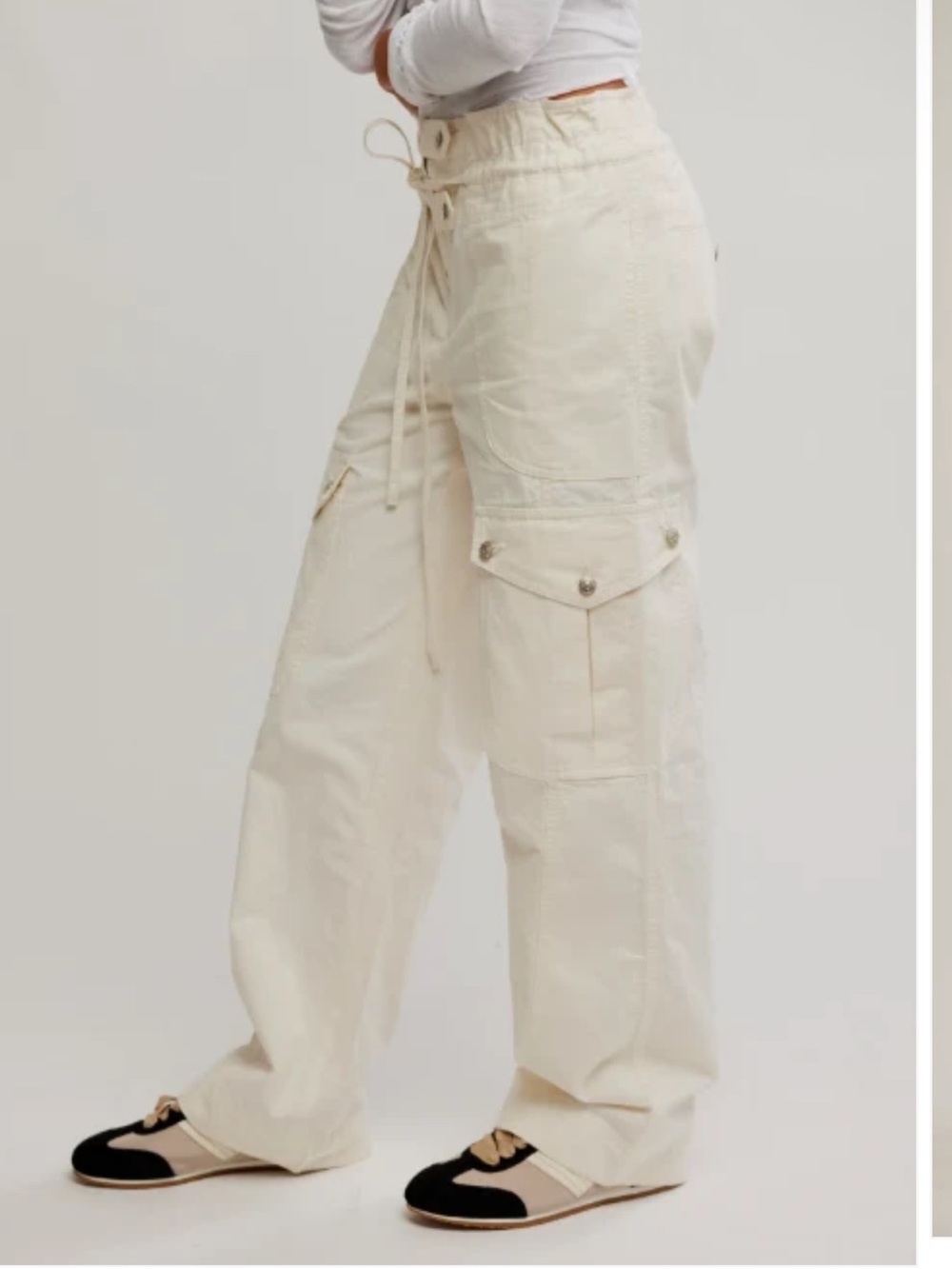 Free People Park Ave Cargo Pant Ivory Size XS Like New